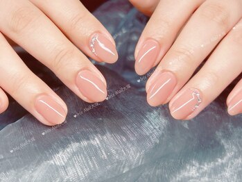 ワンカラー＋2本デザインネイル