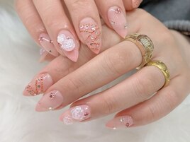 韓国風バラグラデーションネイル