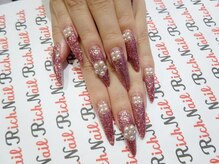 ネイル リッチ(Nail Rich)/ピンクラメ×パールお花♪