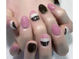 バレンタインチェックネイル