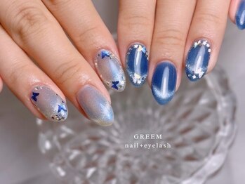 グリーム(GREEM)/キラキラ囲みネイル蝶々