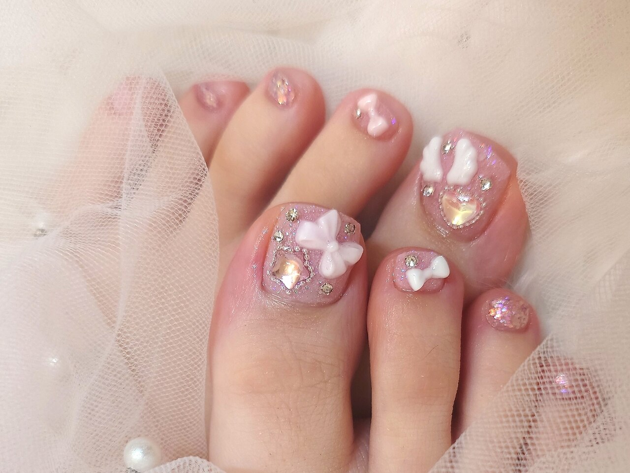 フットネイルチップ ワンホン ビジュー マグネット フラワー キラキラ フットネイルチップ ワンホン ビジュー マグネット フラワー キラキラ