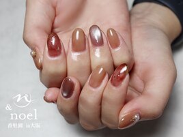 秋冬ニュアンス ビー玉ネイル