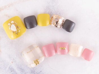 ピンク チェック イエロー