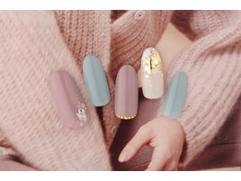 くすみカラー冬ネイル