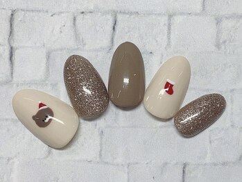 アルセア 上野御徒町店(Alcea)/クリスマス　くま　ラメ　手描き