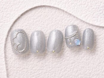 アイネイルズ 大宮店(I nails)/フェザー×水色
