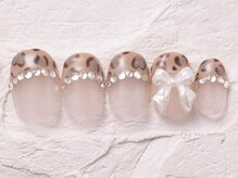 ネイルメゾン 渋谷店(NAIL MAISON)/レオパードフレンチリボン￥9000