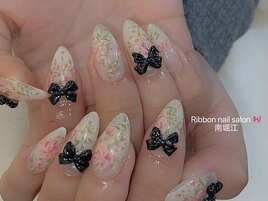 【ローズガーデンリボンネイル】