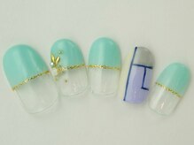 ネイルサロン ドレリッチ 大宮店(drerich)/ミントグリーンブロック柄