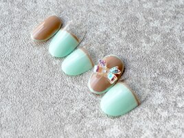 春のワンホン風リボンネイル