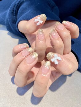 エーナイン イオン秋田中央店/ラメグラデーション×リボン