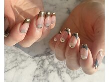 ハレトキネイル(haretoki nail)/バイカラーミラーフレンチ