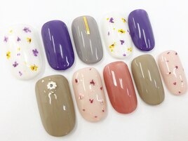 ワンカラー+押し花