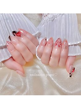 ツイードネイル◆バレンタイン