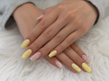トップネイル ハママツ(TOP NAIL HAMAMATHU)/イエロー×レースネイル
