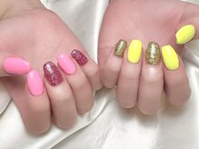 ヒールネイル(heal nail)/ネオン pink×yellow.