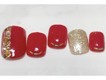 クリスタルネイル パークプレイス店/ラメライン×ストーン詰め込み