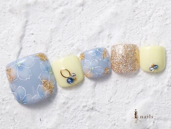 アイネイルズ 横浜WEST店(I-nails)/春色お花フットネイル10480円