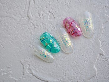 カトルナフ(quatre fois neuf)/夏のお祭り風アートネイル