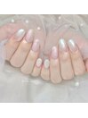 ピンク×水色 パールネイル