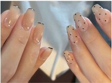 ル ネイル 天神店(Le nail)/スキニーフレンチ×ドット