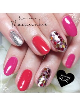 ラナンキュラス(Ranunculus)/元気が出る☆ガーリーNail