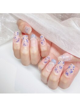 韓国っぽバラネイル♪