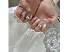 blue×小花ネイル¥10100