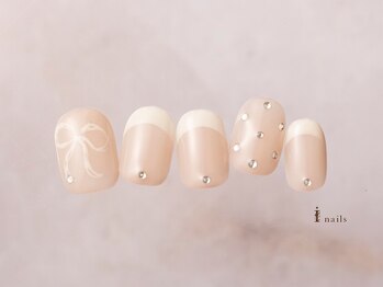 アイネイルズ 横浜EAST店(I-nails)/手書きレースリボンネイル