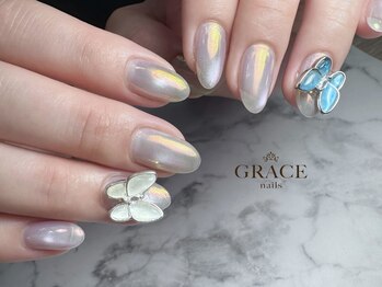 グレース ネイルズ(GRACE nails)/ぷるマグ×オーロラ×蝶々