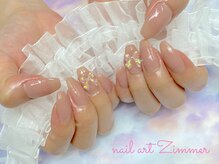 ネイルアート ジマー/ワンカラー＋リボン追加/韓国