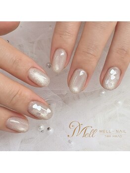 メルネイル(MELL-NAIL)/ホワイトマグ×ハートホロ♪