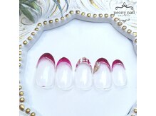 ピオニーネイル(peony nail)/チェック&ボルドーフレンチ
