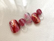 カラ ネイル 中津店(calla nail)/フラワー×シルバーメタリック
