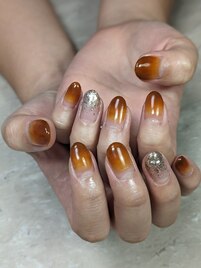 オレンジブラウン　シルバーラメ
