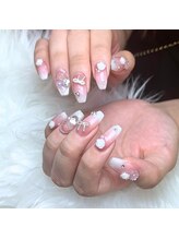 ヒユ ネイル(Hiyu Nail)/小さなお花とリボンがポイント