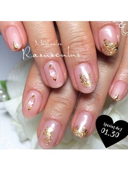 ラナンキュラス(Ranunculus)/キラキラ☆ヌーディーNail