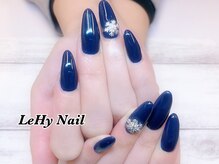 レヒネイル(LeHy nail)/ワンカラー×結晶ネイル