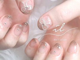 ラメグラデーション×リボン