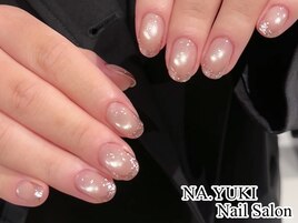 ガラス玉マグネットラメフレンチ