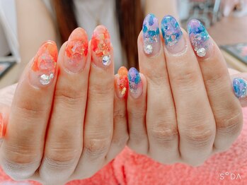 ネイルサロン ティプレシャス(T Precious)/爽やか☆たらしこみネイル♪