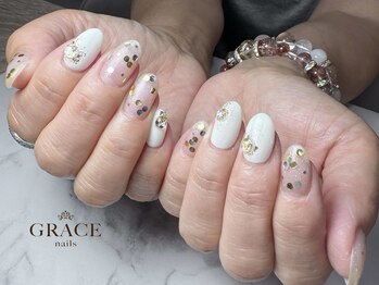 グレース ネイルズ(GRACE nails)/ホワイト×ホログラム