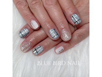 ブルーバードネイル(Blue bird nail)/水色チェックネイル