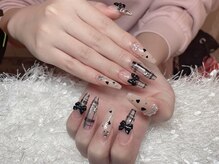レアネイル 新宿(le'a nail)/黒チェックデザイン