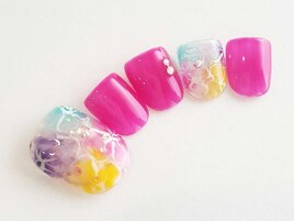 フラワーアート　フットネイル