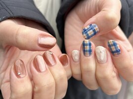 マグネット×チェックネイル