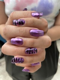 ワンカラー＋片手アート2本ずつ