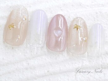 ラグジュアリー ネイルズ(Luxury Nails)/オーロラ＊リボンNail
