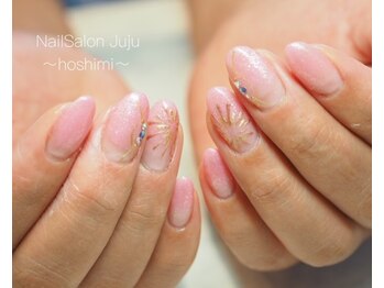 ジュジュ(Juju)/ピンクベースの花火ネイル